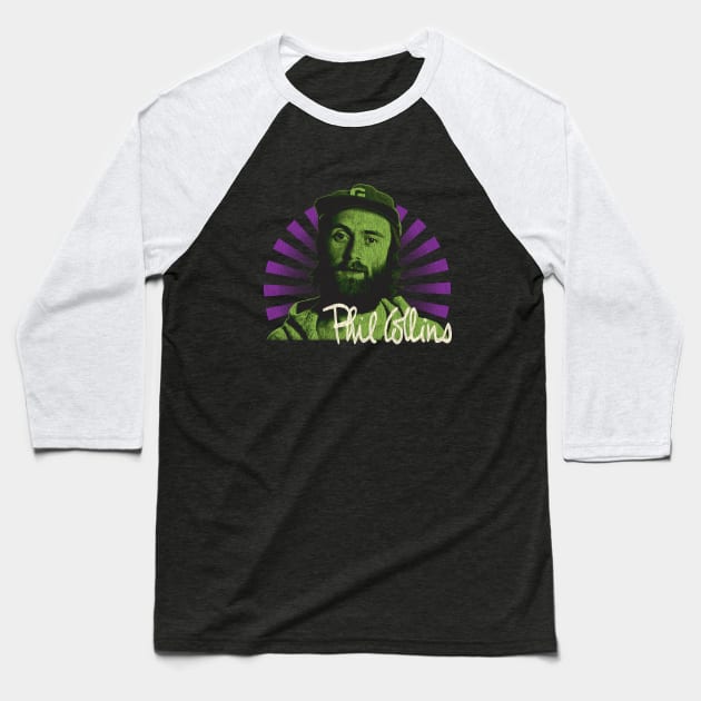 Phil Collins Youth Fan Art Design Vintage Look Baseball T-Shirt by Bingung Mikir Nama Design